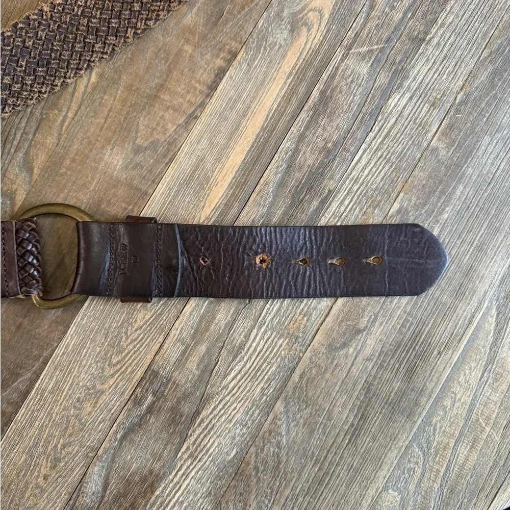J Crew. Town Leather Braided Belt with Brass Buckle